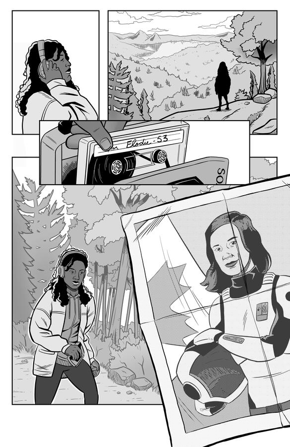 My Mother, The Time Traveller (2022) Page 1 (Unlettered), written by Alex Bennetts. Appeared in Twisting Time Anthology.